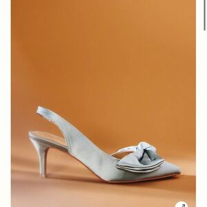 Blue Anthropologie low sling back heels